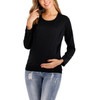 Round Neck Long Sleeve Nursing Maternity Long Sleeve Blouse (Color:Black Size:XXL)