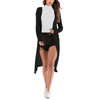 Fashion Cardigan Solid Color Knit Sweater (Color:Black Size:L)