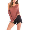 Autumn and Winter Solid Color Long-sleeved Pullover Sweater (Color:Wine Red Size:L)