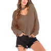 Solid Color Long-sleeved Pullover Sweater (Color:Khaki Size:L)