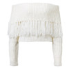 Word Shoulder Tassel Sexy Strapless Sweater (Color:White Size:M)