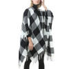 Fashion Classic Split Plaid Shawl Fringed Thickening Imitation Cashmere Cloak (P397)