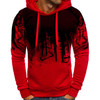 Men Loose Print Hoodie Sport Sweatshirt Set (Color:Red Size:S)