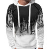 Men Loose Print Hoodie Sport Sweatshirt Set (Color:White Size:S)