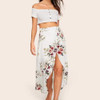 Summer Print One-piece Dress Skirts (Color:White Size:XL)