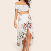 Summer Print One-piece Dress Skirts (Color:White Size:XL)
