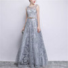 Banquet Lace Sleeveless  Long Party Formal Gown, Size:M(Grey)