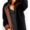 Double-Faced Plush Two-Piece Long Hooded Jacket (Color:Black Size:S)