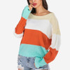 Contrast Knit Top Loose Women Sweater (Color:As Show Size:XL)