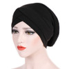 Modal Stretch Cloth Forehead Cross Headscarf Cap Chemotherapy Cap(Black)