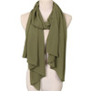 Women Solid Color Natural Fold Chiffon Shawl Scarf Turban, Size:180cm(Army Green)