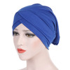 Modal Stretch Cloth Forehead Cross Headscarf Cap Chemotherapy Cap(Sapphire)