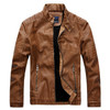 Sportsman Motorcycle Leather Jacket (Color:Khaki Size:XL)