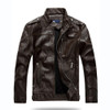 Men Plus Velvet Motorcycle Jacket Coat (Color:Coffee Size:XXXL)