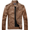 Men Plus Velvet Motorcycle Jacket Coat (Color:Khaki Size:M)