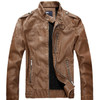 Men Plus Velvet Motorcycle Jacket Coat (Color:Khaki Size:M)