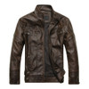 Men Plus Velvet Fashion Leather Jacket Motorcycle Coat (Color:Coffee Size:5XL)