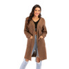 Solid Color Knitted Cardigan Long Sweater Coat (Color:Coffee Size:XL)