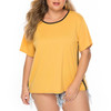 Sport Round Neck Loose T-Shirt (Color:Orange Size:XXL)