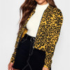 Leopard Short Jacket Coat (Color:Yellow Size:L)