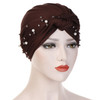 Rivet Pearl Turban Cap Wrap Cap(Brown)