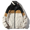 Stand Collar Casual Wild Stitching Letter Embroidery Jacket for Men (Color:White Size:L)