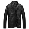 Men Slim-fit Washed PU Leather Jacket (Color:Black Size:M)