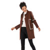 Contrast Thickened Woolen Coat Lapel for Women (Color:Coffee Size:M)