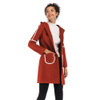 Double Pocket Long Hooded Warm Thick Woolen Coat for Women (Color:Brown Size:L)