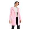 Double Pocket Long Hooded Warm Thick Woolen Coat for Women (Color:Pink Size:M)