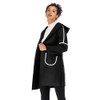 Double Pocket Long Hooded Warm Thick Woolen Coat for Women (Color:Black Size:XL)