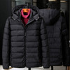 Simple Solid Color Comfortable Warm Cotton Jacket Coat (Color:Black Size:XXXXXXL)