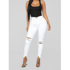 Casual Solid Color Jeans (Color:White Size:XXL)