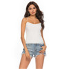 Women Simple V-neck Sling Top (Color:White Size:M)