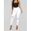 Casual Solid Color Jeans (Color:White Size:XXXL)