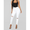 Casual Solid Color Jeans (Color:White Size:XXXL)