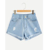 Casual Faction Denim Shorts (Color:Baby Blue Size:XL)
