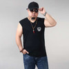 Casual Loose Thin Sleeveless T-shirt Vest (Color:Black Size:XXXXL)