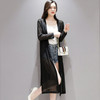 Long Knee-length Sunscreen Cardigan Shawl Slim Mesh Lace Shirt (Color:Black Size:XXL)