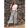 Solid Color Casual Lace Up High Waist Wide Leg Pants (Color:Light Grey Size:Free Size)