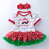 Christmas Baby Short-sleeved Cartoon Print Romper Dress Baby Mesh Dress Tutu Skirt (Color:White Santa Claus Size:73)