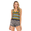 Young Match-color Horizontal Stripe Sling Knitwear Sleeveless Short Vest Top (Color:Yellow Size:M)