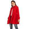 Women Short Swing Woolen Coat (Color:Red Size:XXL)