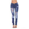 Ripped Denim Trousers (Color:Dark Blue Size:XL)