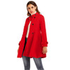Women Short Swing Woolen Coat (Color:Red Size:XL)