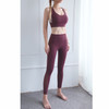 Double Sided Brocade Nude Fitness Pants Mesh Stitching High Waist Yoga Pants (Color:Black Cherry Size:S)
