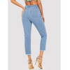 Ripped Denim Trousers (Color:Baby Blue Size:S)