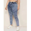 Fashion Women Plus Size Casual Pants (Color:Dark Blue Size:XL)