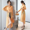 Women Chiffon Sunscreen Mid-length Cardigan Thin Coat (Color:Orange Size:XXL)