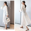 Women Hooded Sunscreen Mid-length Chiffon Cardigan (Color:White Size:M)